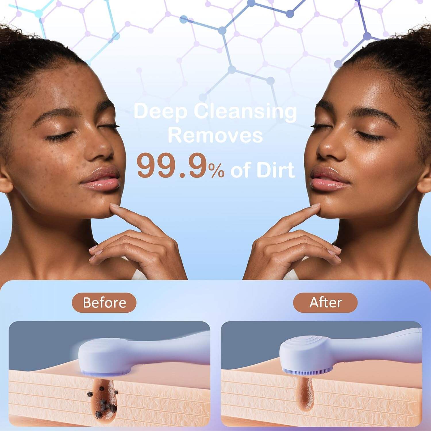 Facial Cleansing Brush Silicone Face Scrubber Waterproof Rechargeable Exfoliator Massage Device for Men & Women, Deep Pore Cleansing, Exfoliating, Removing Blackhead Electric Face Scrub Brush (Pink)
