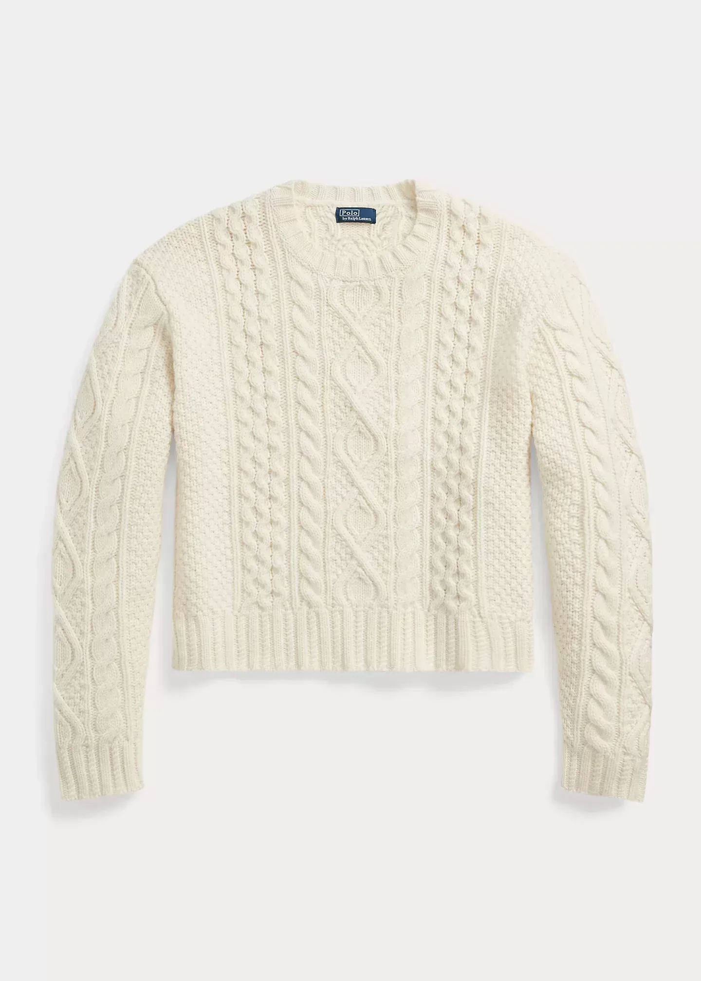 Polo Ralph Lauren Aran-Knit Wool-Blend Crewneck Sweater
