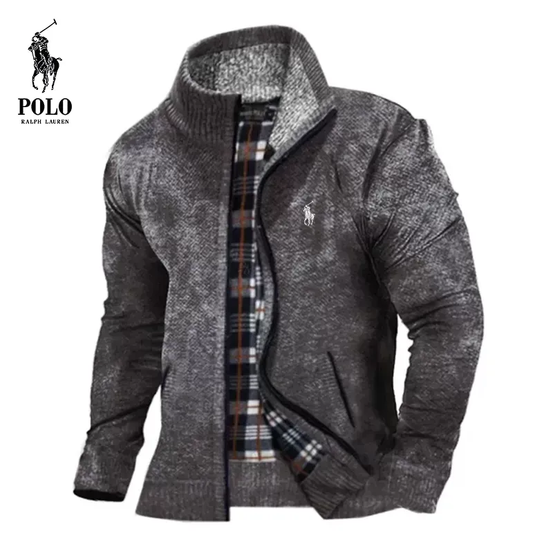 Ralph Lauren  Men's Warm Loose Stand Collar Zip Knit Sweater