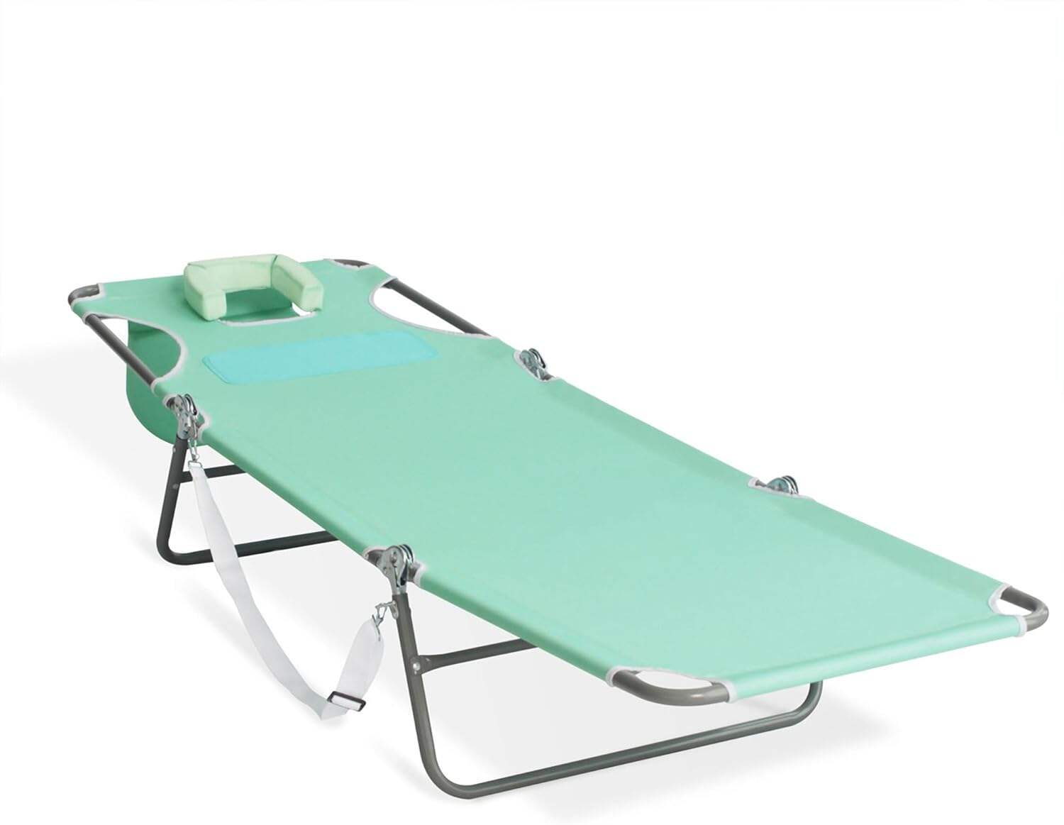 Ostrich Ladies Comfort Lounger, Foldable Beach Camping Pool Tanning Chair, Aqua