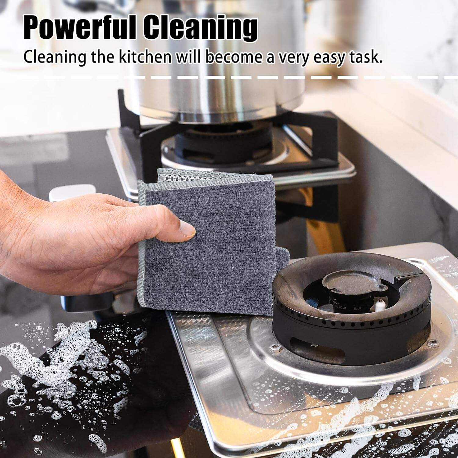 Navona 12 Pcs New Upgrade Steel Wire Dishcloth,Triple-Layer Steel Wire Cleaning Cloth,Powerful Cleaning Non-Scratch Wire Dishcloth Rag for Cookware, Sinks, Dishes, Stove Tops