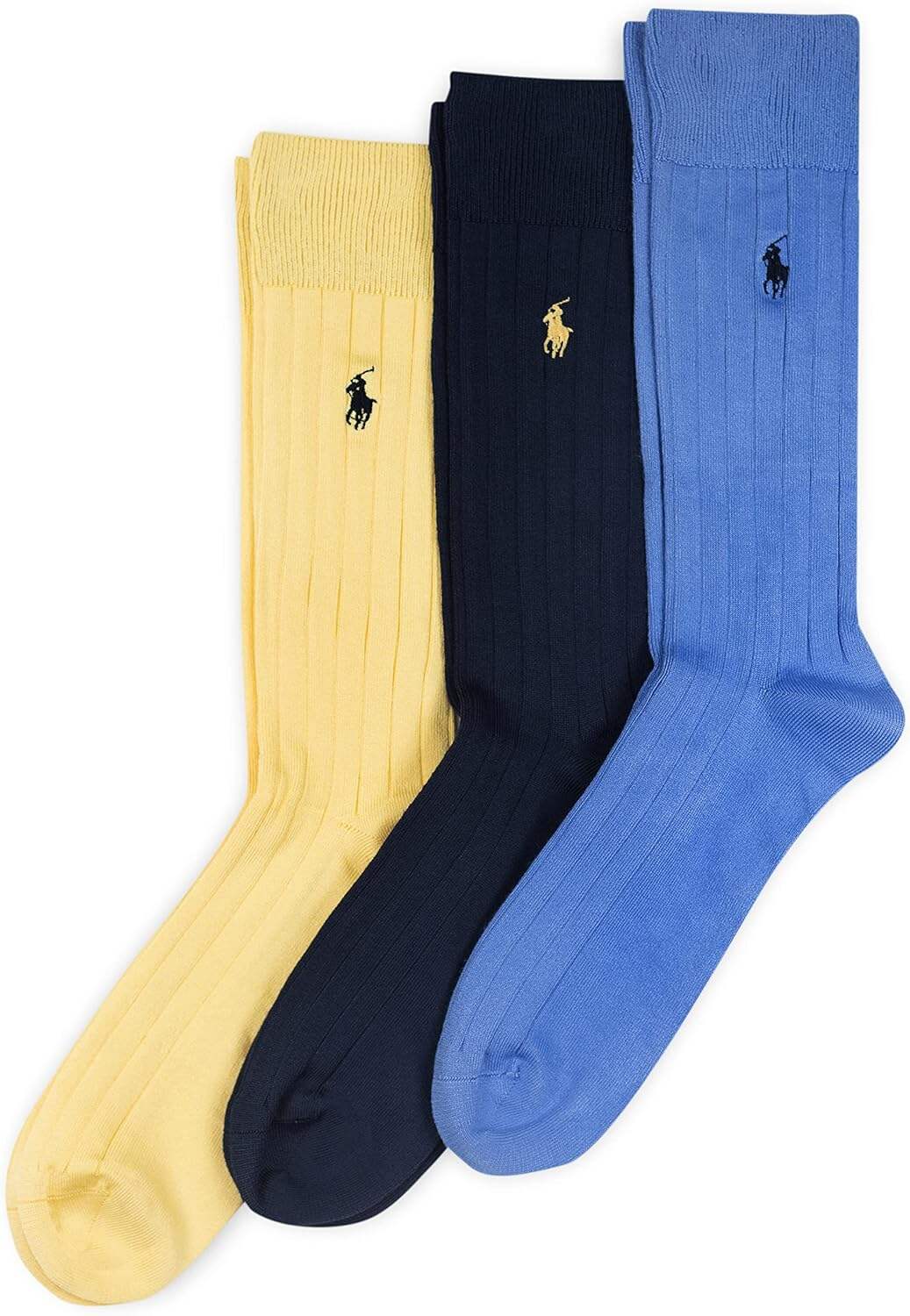 Polo Ralph Lauren Men's Super Soft Ribbed Dress Crew Socks -3 Pair Pack- Lightweight Comfort