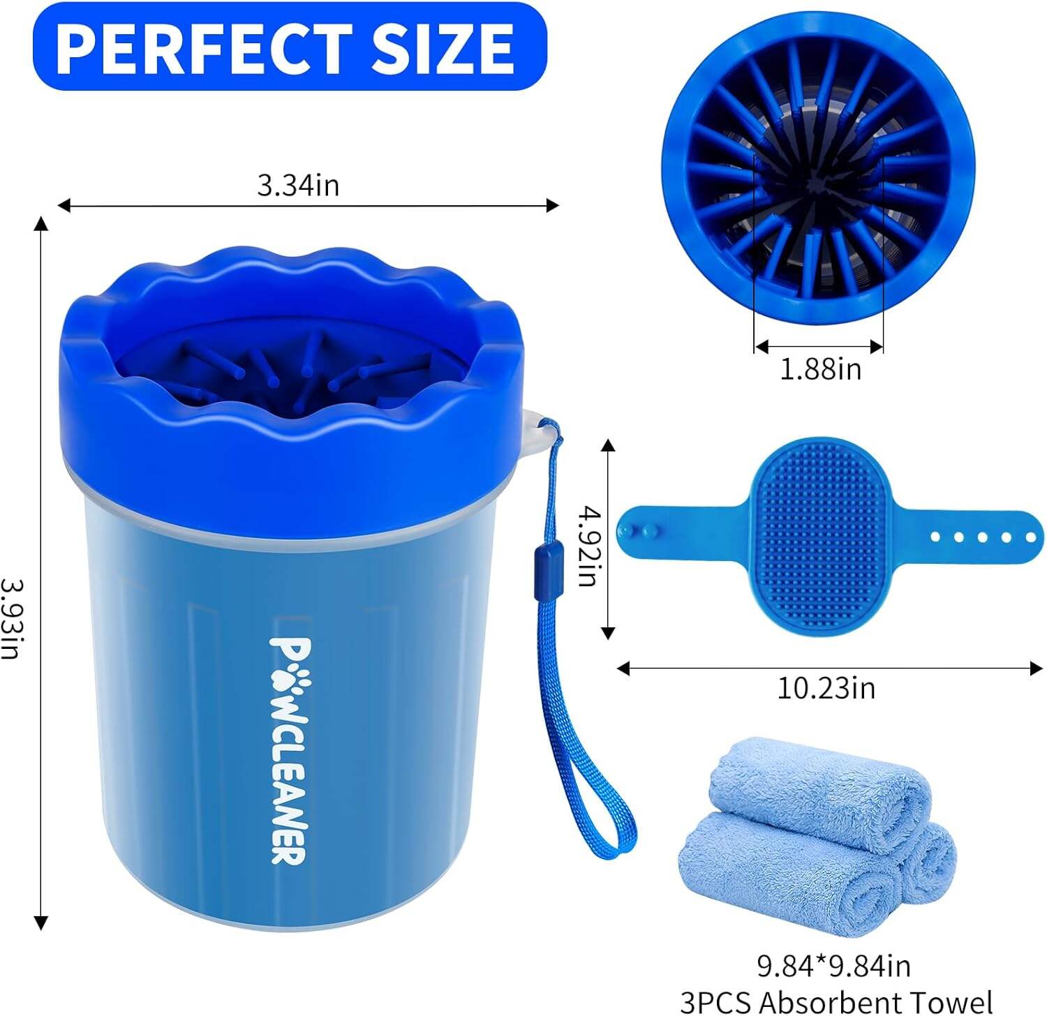 Dog Paw Cleaner, Dog Paw Washer, Paw Muddy Paw Cleaner, Pet Foot Cleaner for Small Medium Large Breed Dogs/Cats (with 3 absorbent towel)