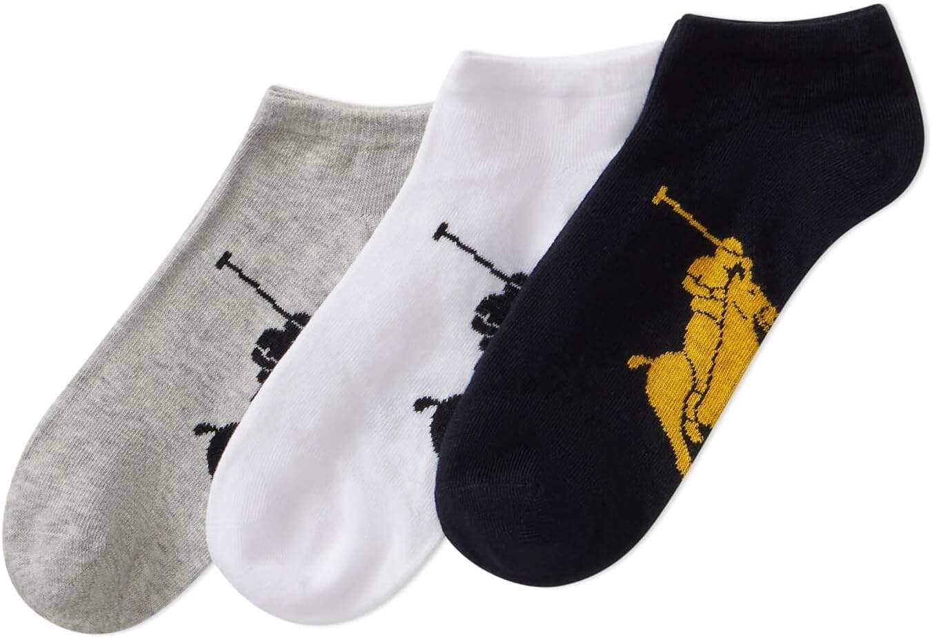 POLO RALPH LAUREN Classic Sport Big Pony Low Cut Socks - 3 Pair Pack - Soft and Lightweight Cotton Comfort