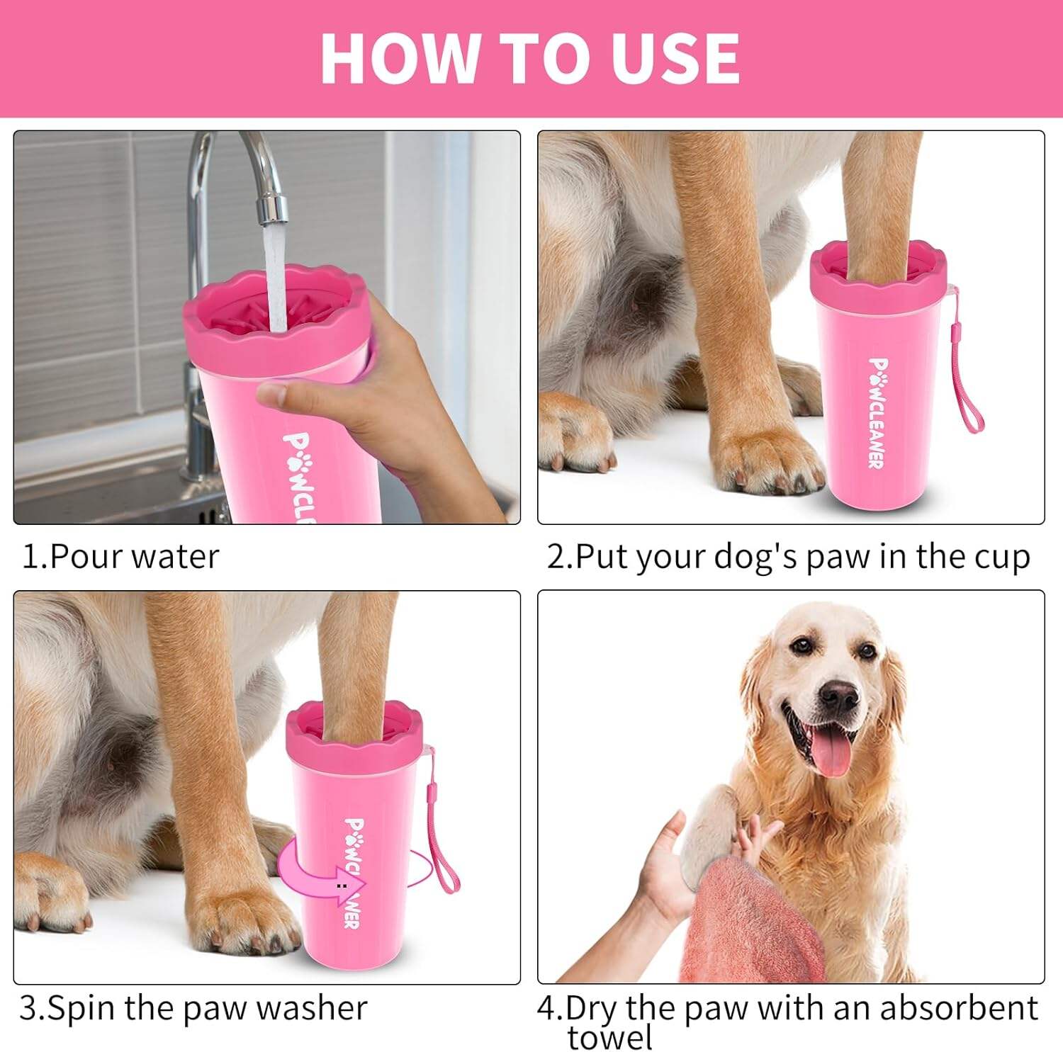 Dog Paw Cleaner, Dog Paw Washer, Paw Muddy Paw Cleaner, Pet Foot Cleaner for Small Medium Large Breed Dogs/Cats (with 3 absorbent towel)