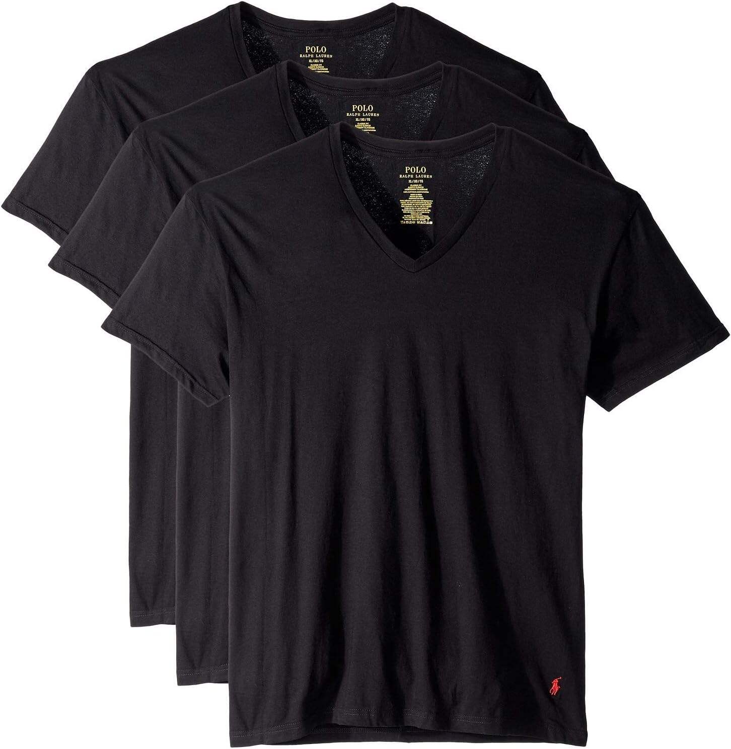 POLO Men's Classic Fit Cotton V neck Undershirt 3 Pack
