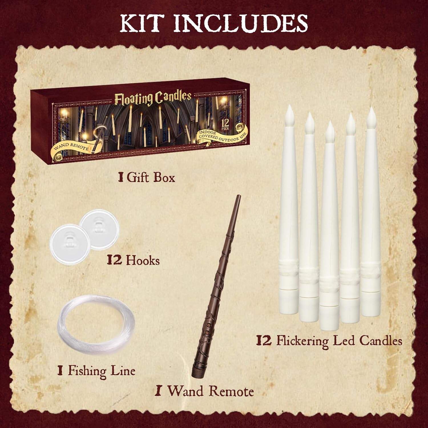 ORIENTAL CHERRY Halloween Decorations - Floating LED Candles with Remote Control -12Pcs Magic Witch Wizard Christmas Decor for Indoor Home Room Classroom Bedroom Birthday Party (with Common Remote)