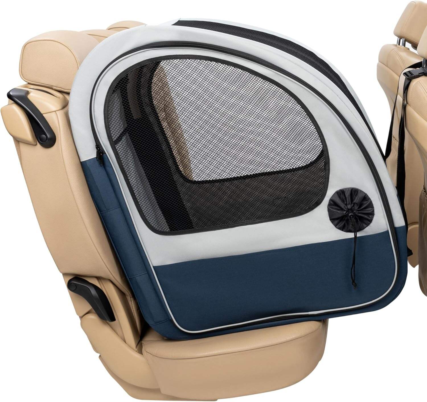 PetSafe Portable Pet Crate for Car, Aluminum Frame Dog Crate, Folds Down for Storage, Secures with Headrest Strap and Seatbelt, Pet Travel (Gray/Blue)