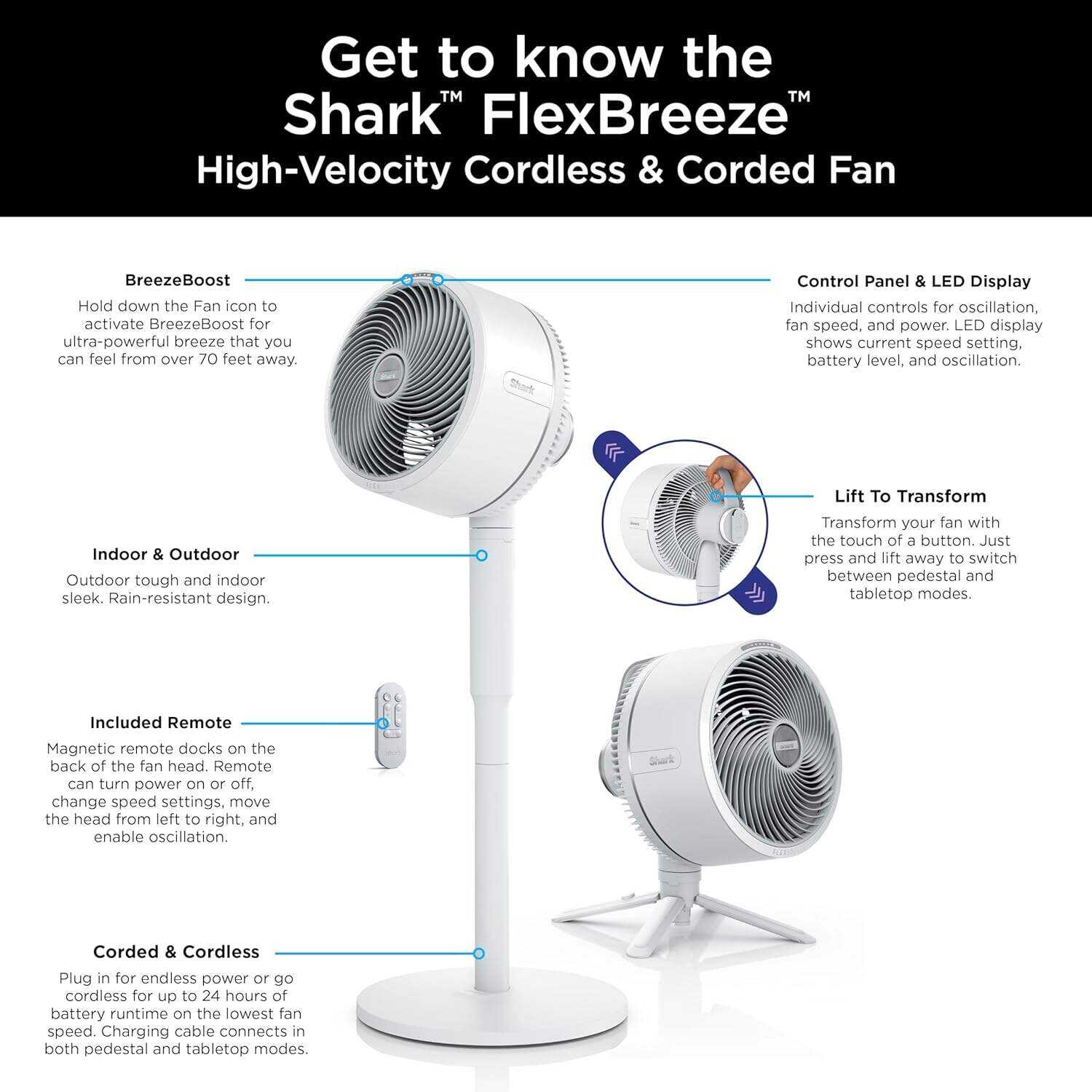 Shark FlexBreeze Pro Mist Fan — Indoor & Outdoor, Integrated Misting