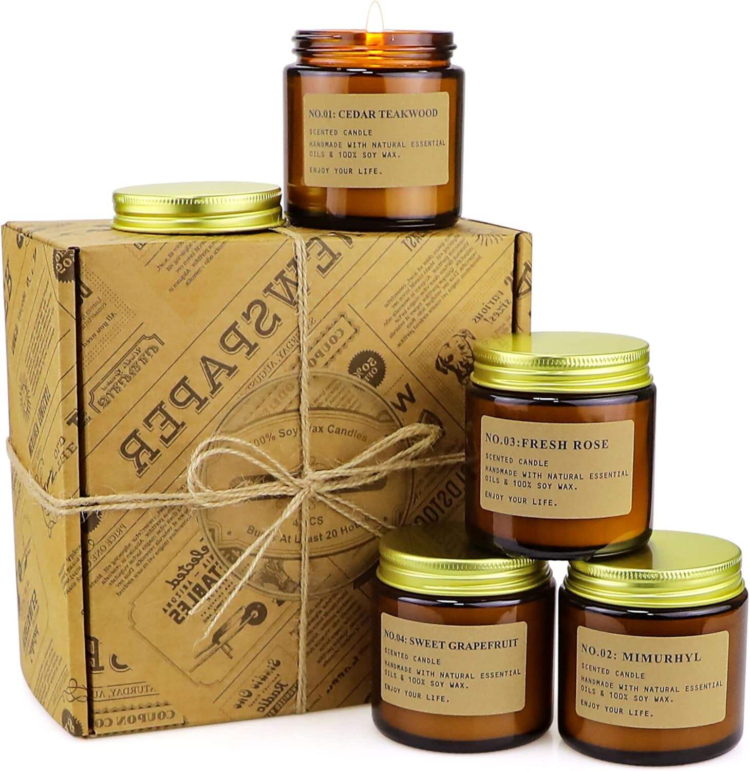 6 Pack Candles for Home Scented Aromatherapy Candle Gift Set for Women Soy Wax Long Lasting Amber Jar Candles Gift for Birthday Mother's Thanksgiving Day Present