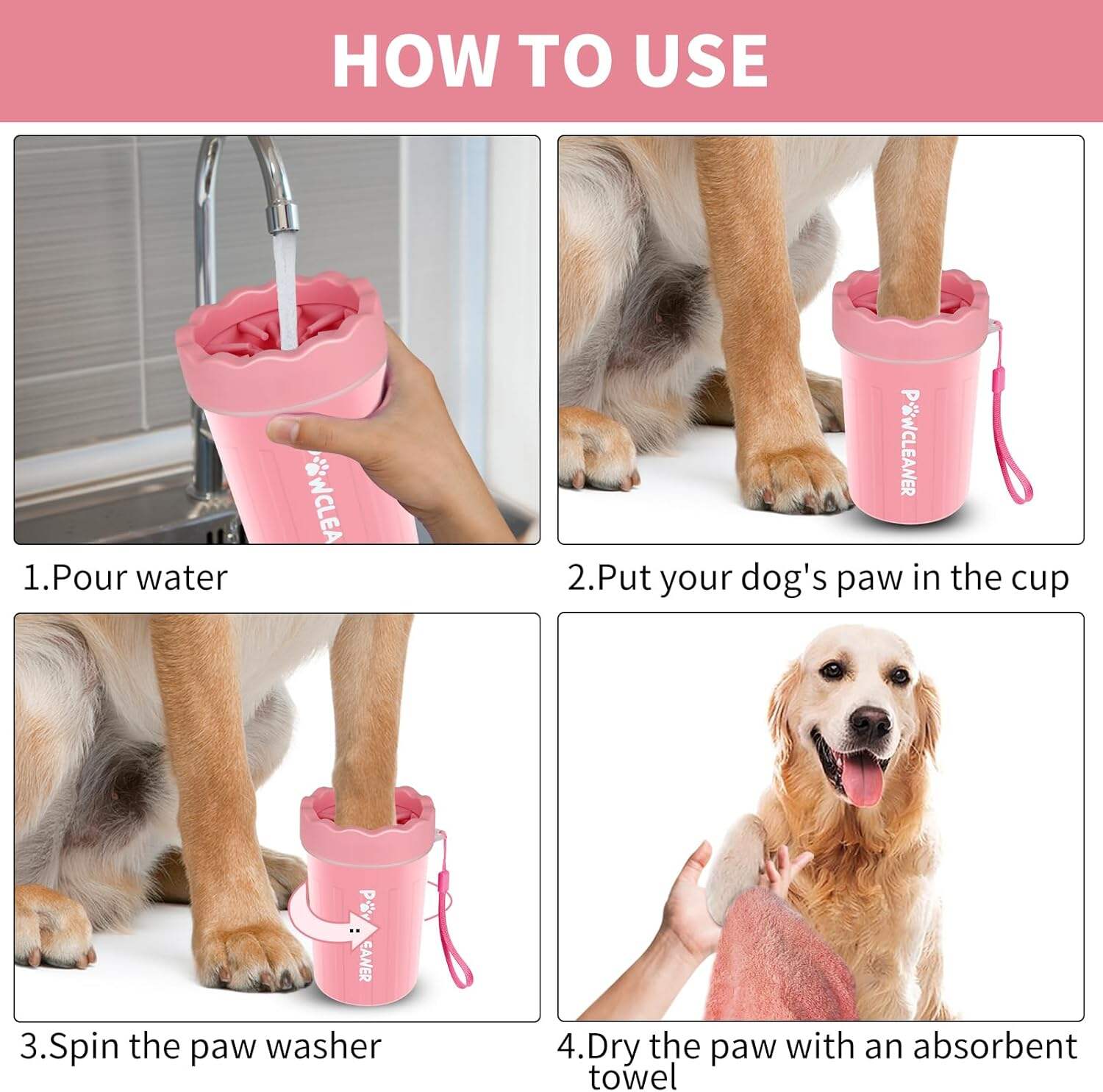 Dog Paw Cleaner, Dog Paw Washer, Paw Muddy Paw Cleaner, Pet Foot Cleaner for Small Medium Large Breed Dogs/Cats (with 3 absorbent towel)