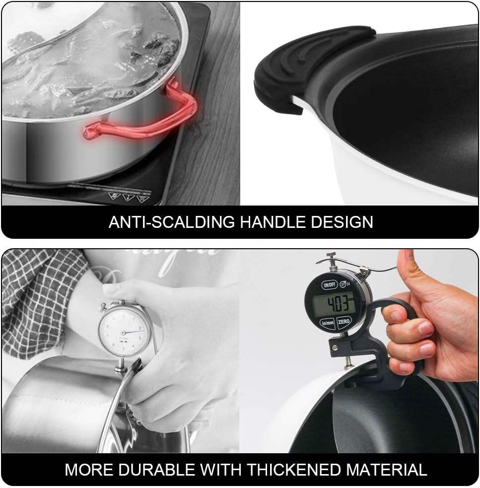 Food Grade Stainless Steel Aluminum Alloy Shabu Shabu Hot pot with Divider&Lid for Induction Cooktop Gas Stove Dual Sided Soup Cookware