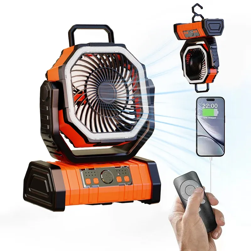 20000mAh Rechargeable LED Lantern with Portable Desk Camping Travel Office or Outdoor Use Power Bank Fan