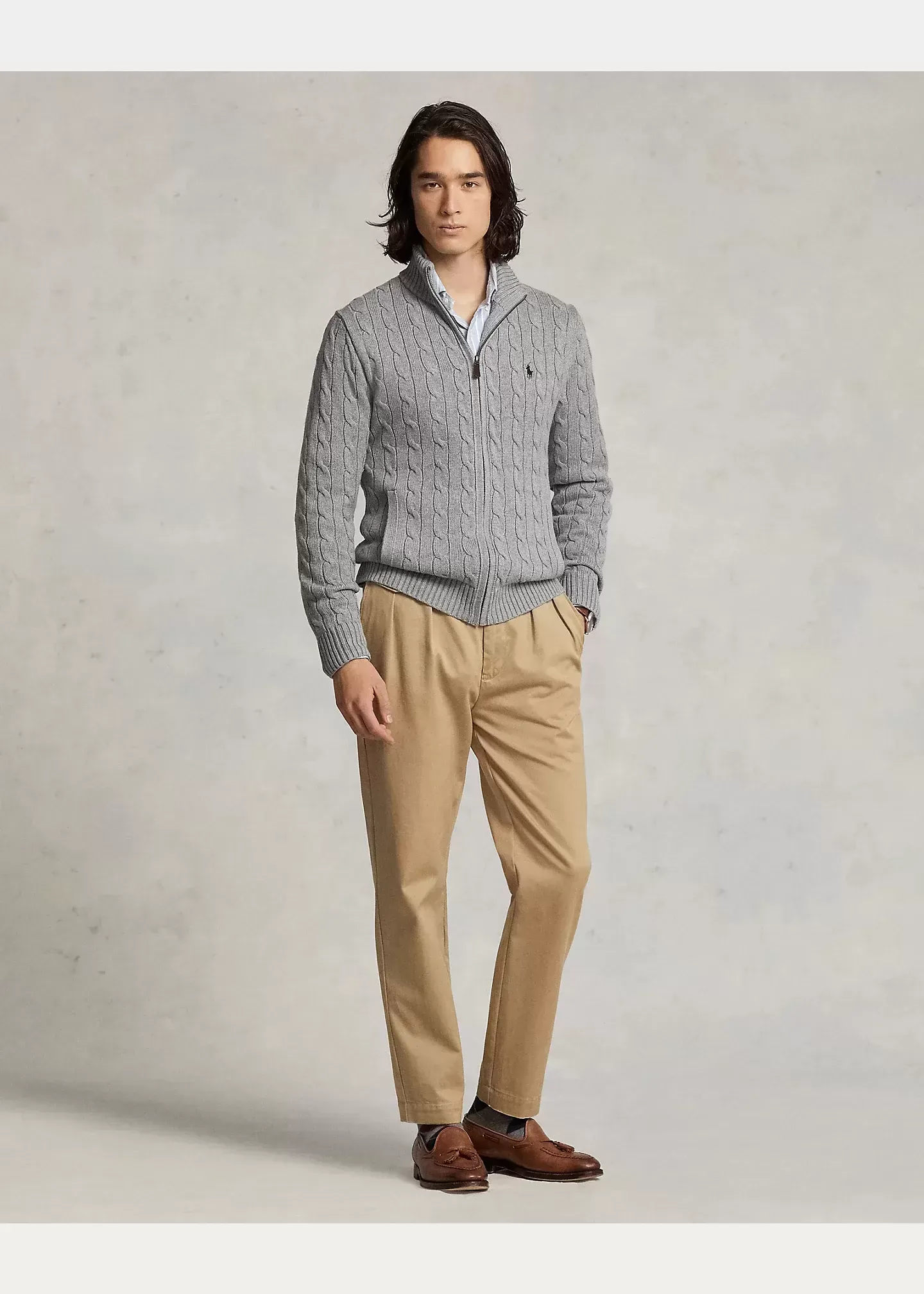 Polo Ralph Lauren Cable-Knit Cotton Full-Zip Sweater