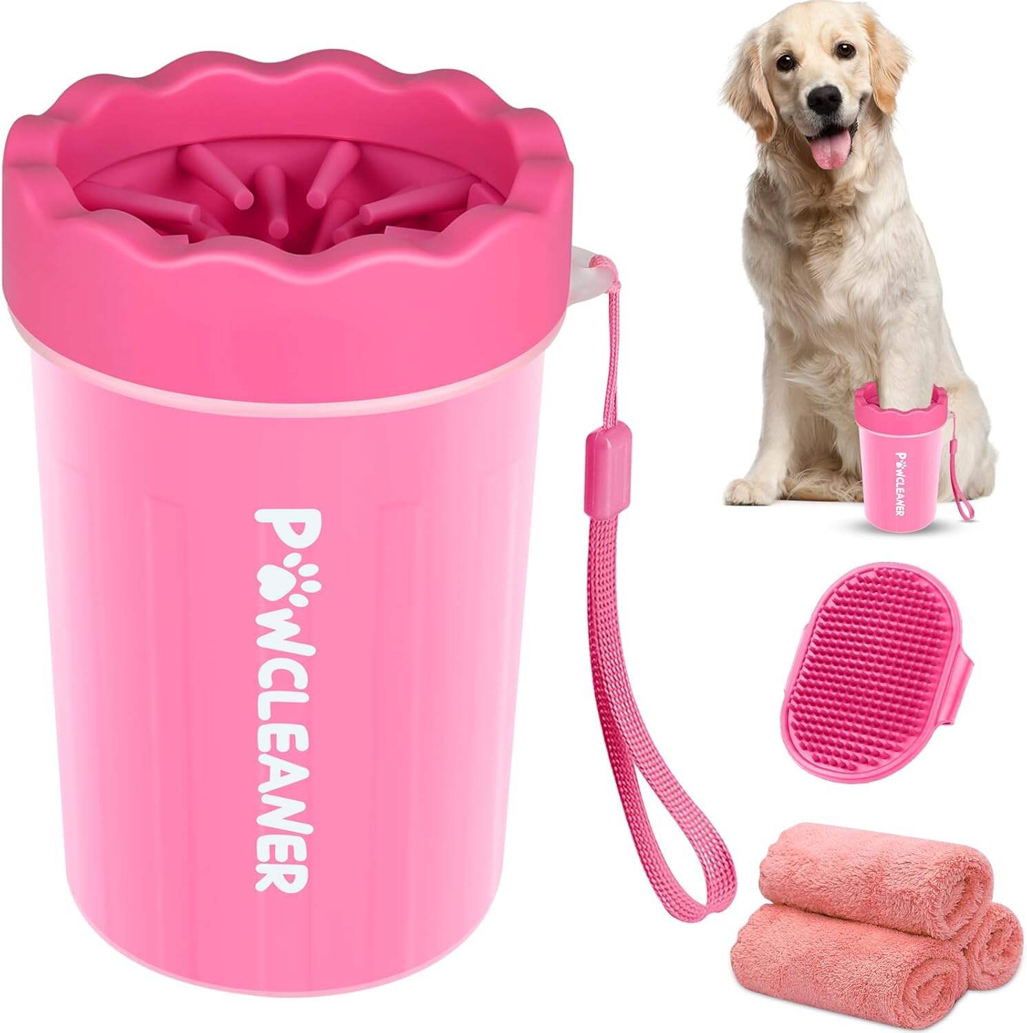 Dog Paw Cleaner, Dog Paw Washer, Paw Muddy Paw Cleaner, Pet Foot Cleaner for Small Medium Large Breed Dogs/Cats (with 3 absorbent towel)