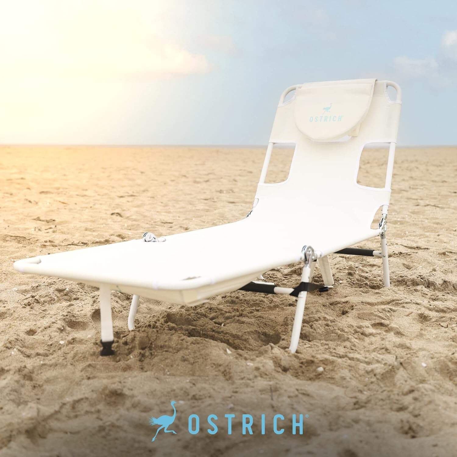 Ostrich Ladies Comfort Lounger, Foldable Beach Camping Pool Tanning Chair, Aqua