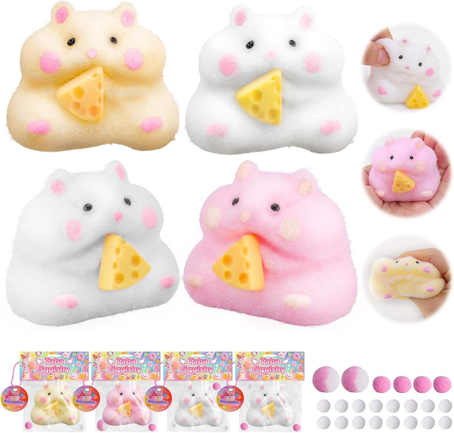 Big Taba Squishy Toys-3.15in, Handmade Ultra Soft Chick Taba Squishy Kit, Cute Fidget Toys Silicone Squeeze Toys for Kids & Adults Stress Relief