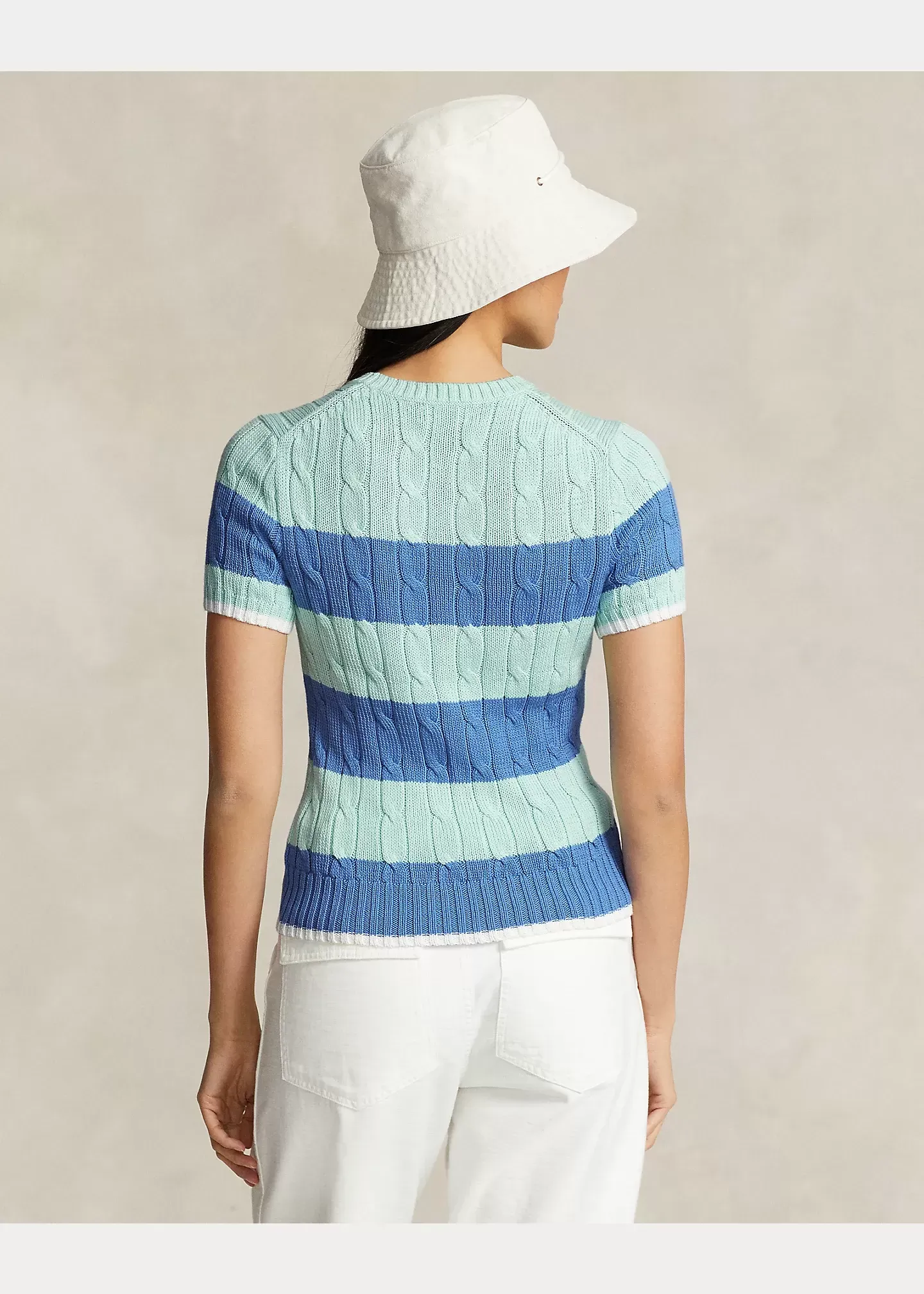 Polo Ralph Lauren Striped Cable-Knit Cotton Jumper