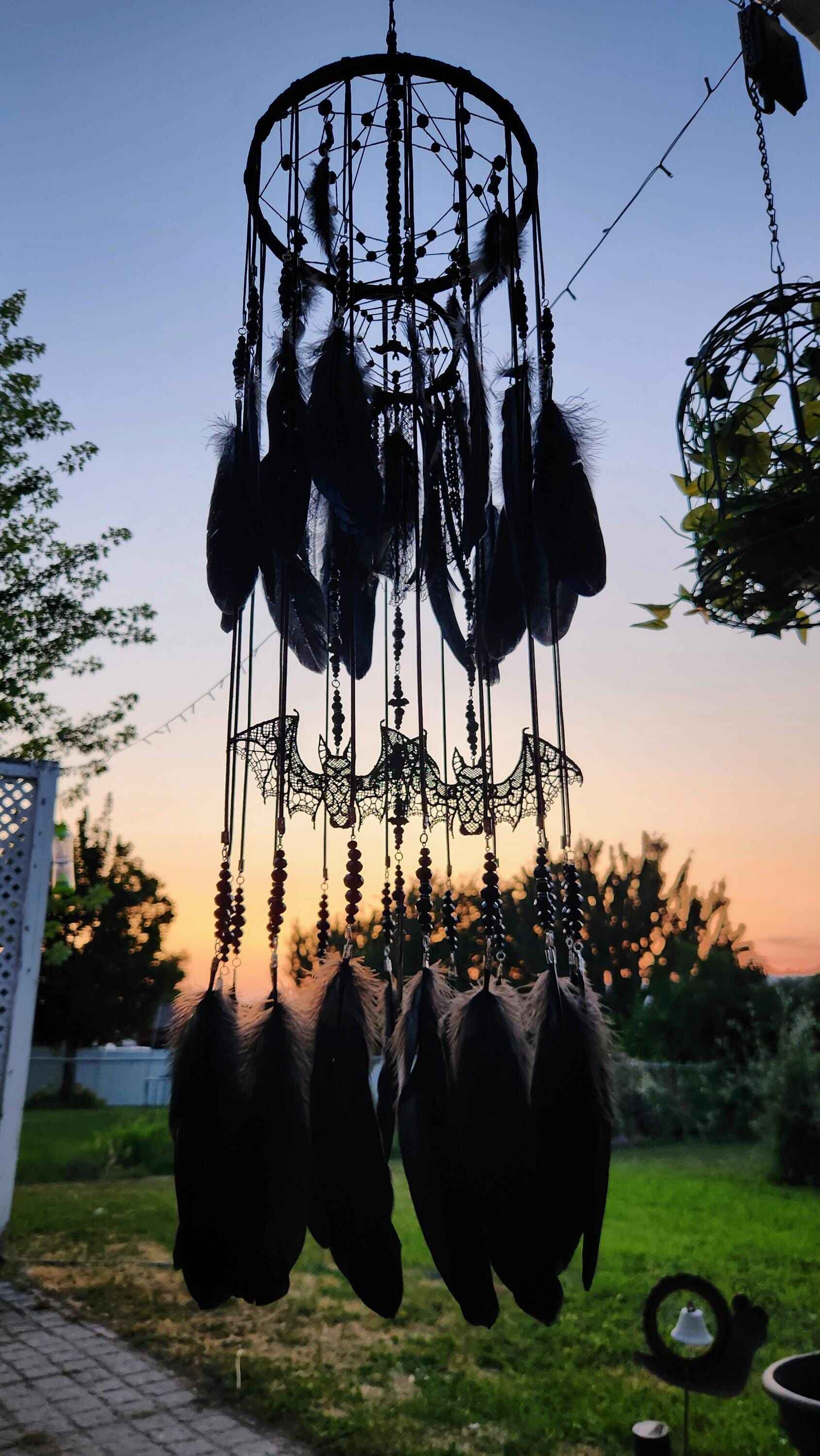🔥LAST DAY 50% OFF🖤Gothic Black DreamCatcher Mobile with Crystals & Bats🎁Buy 2 Free Shipping
