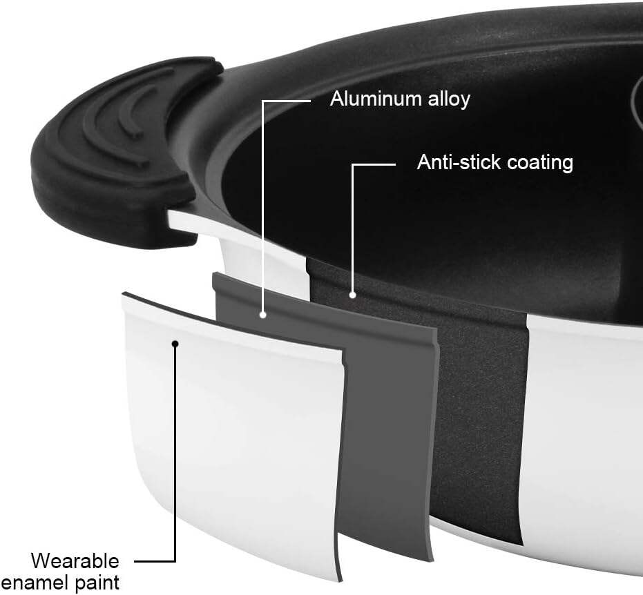 Food Grade Stainless Steel Aluminum Alloy Shabu Shabu Hot pot with Divider&Lid for Induction Cooktop Gas Stove Dual Sided Soup Cookware