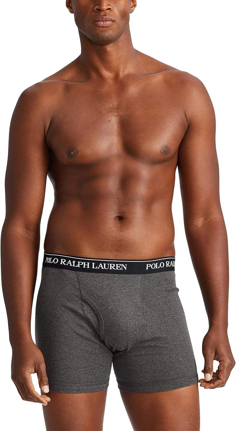 Polo Ralph Lauren Men's Classic Fit Cotton Boxer Briefs, Trunks & Long Leg Available (3 Pack)