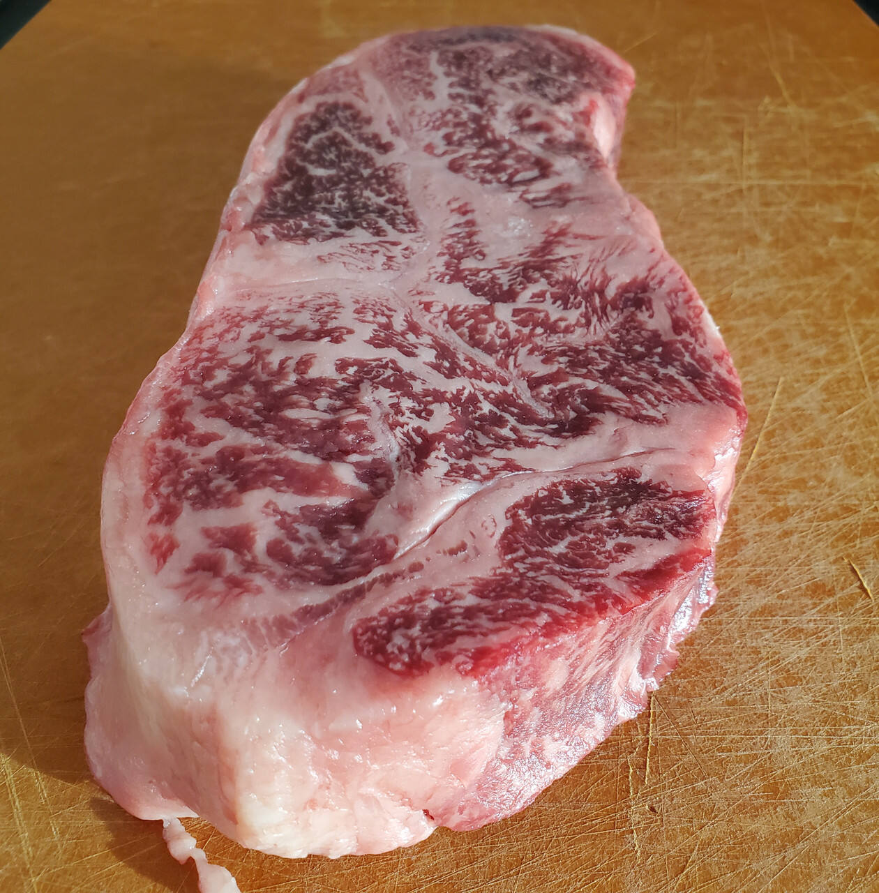 Two 20 oz Australian Wagyu New York steaks | (8-10 BMS)