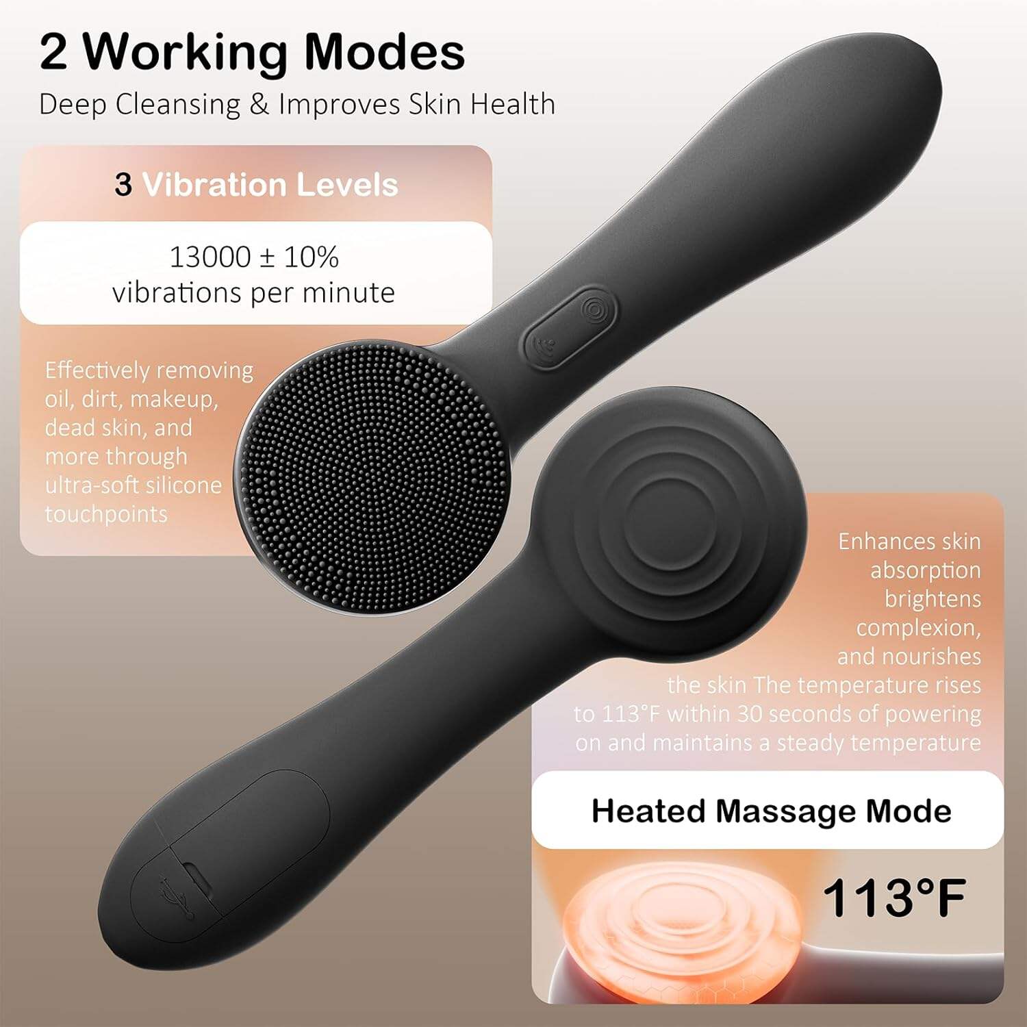 Facial Cleansing Brush Silicone Face Scrubber Waterproof Rechargeable Exfoliator Massage Device for Men & Women, Deep Pore Cleansing, Exfoliating, Removing Blackhead Electric Face Scrub Brush (Pink)
