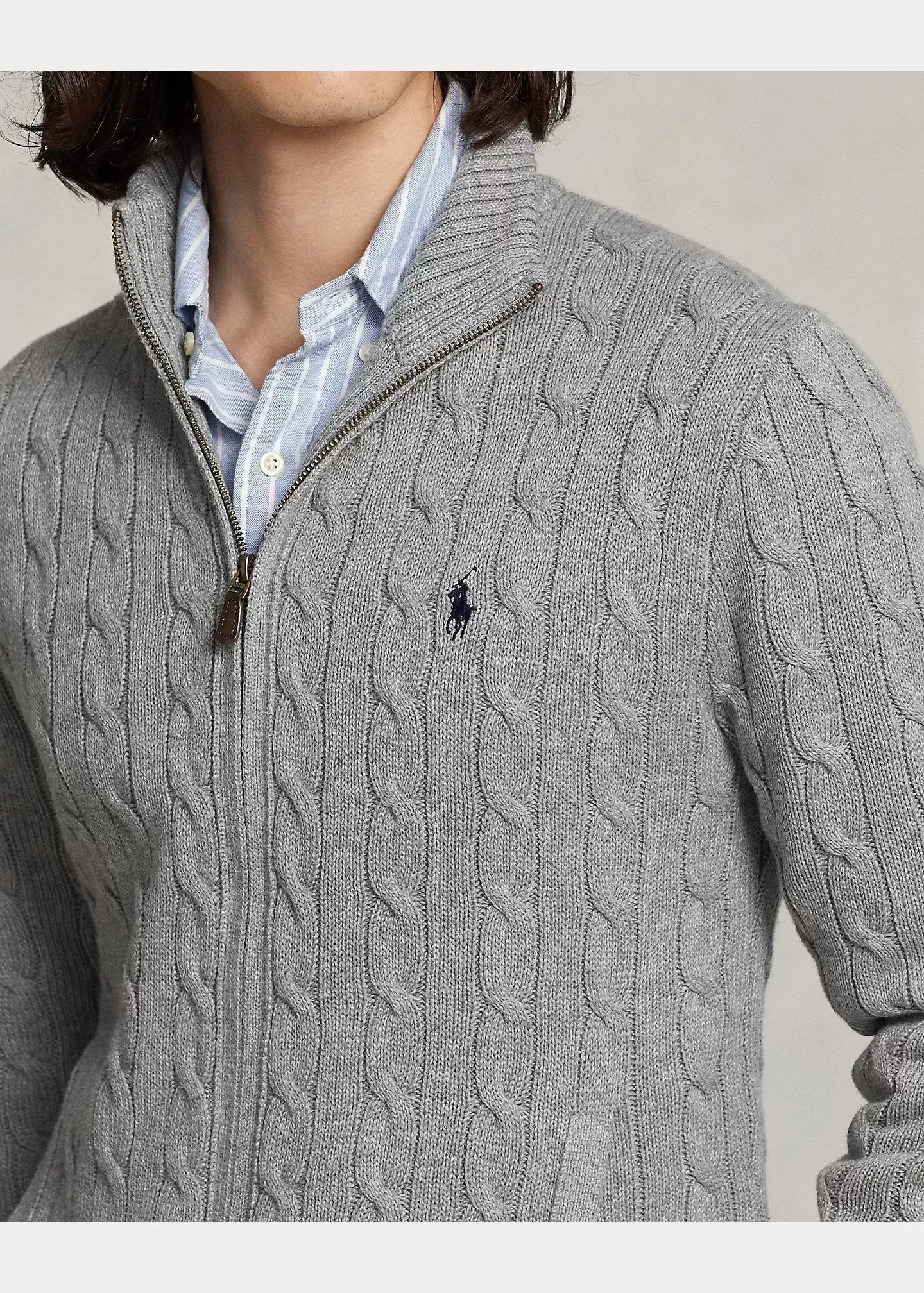 Polo Ralph Lauren Cable-Knit Cotton Full-Zip Sweater