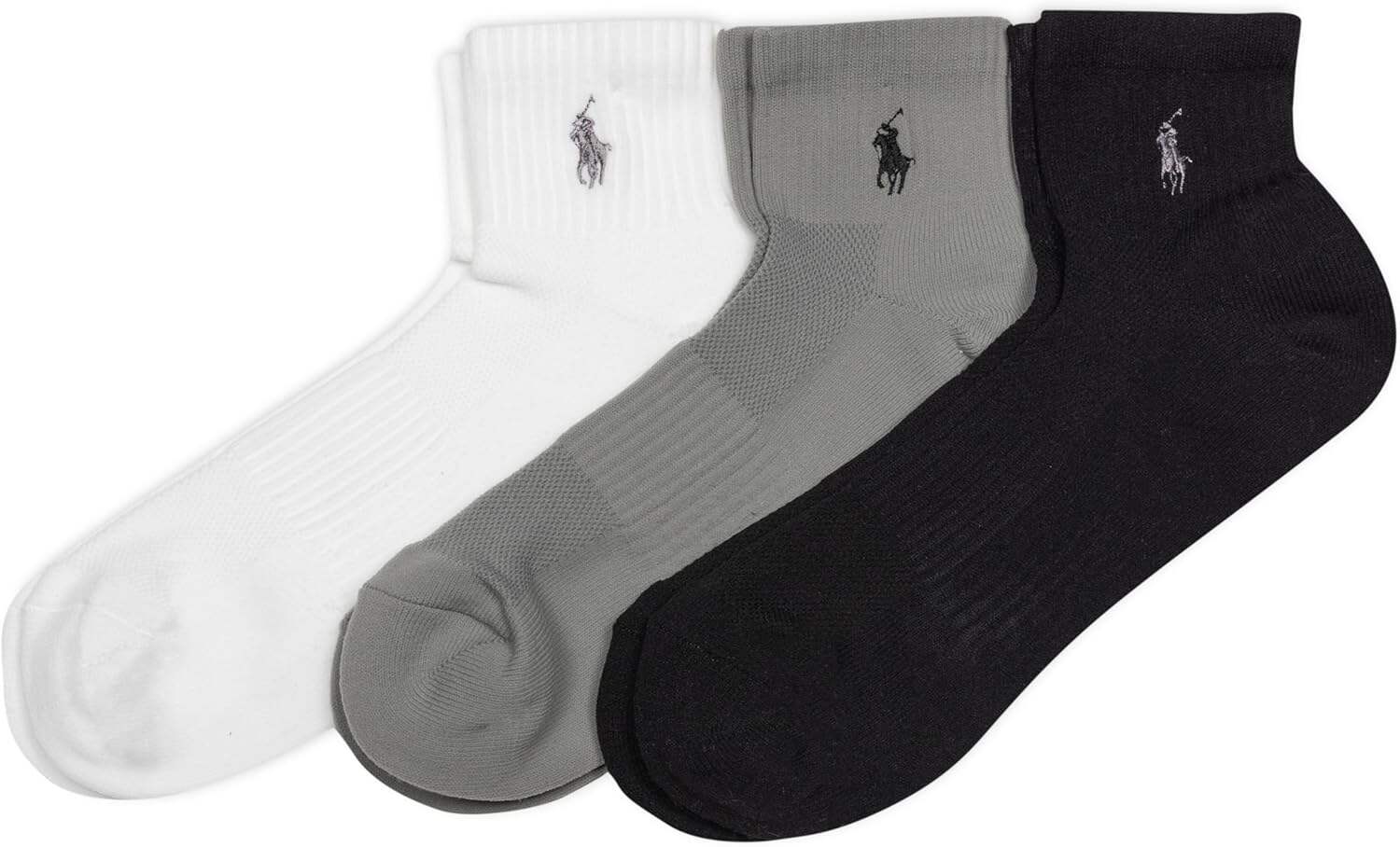 Polo Ralph Lauren Men's Tech Athletic Quarter Socks with Polo Logo (3 Pairs)