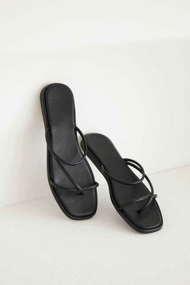 Strappy Sliders in Black