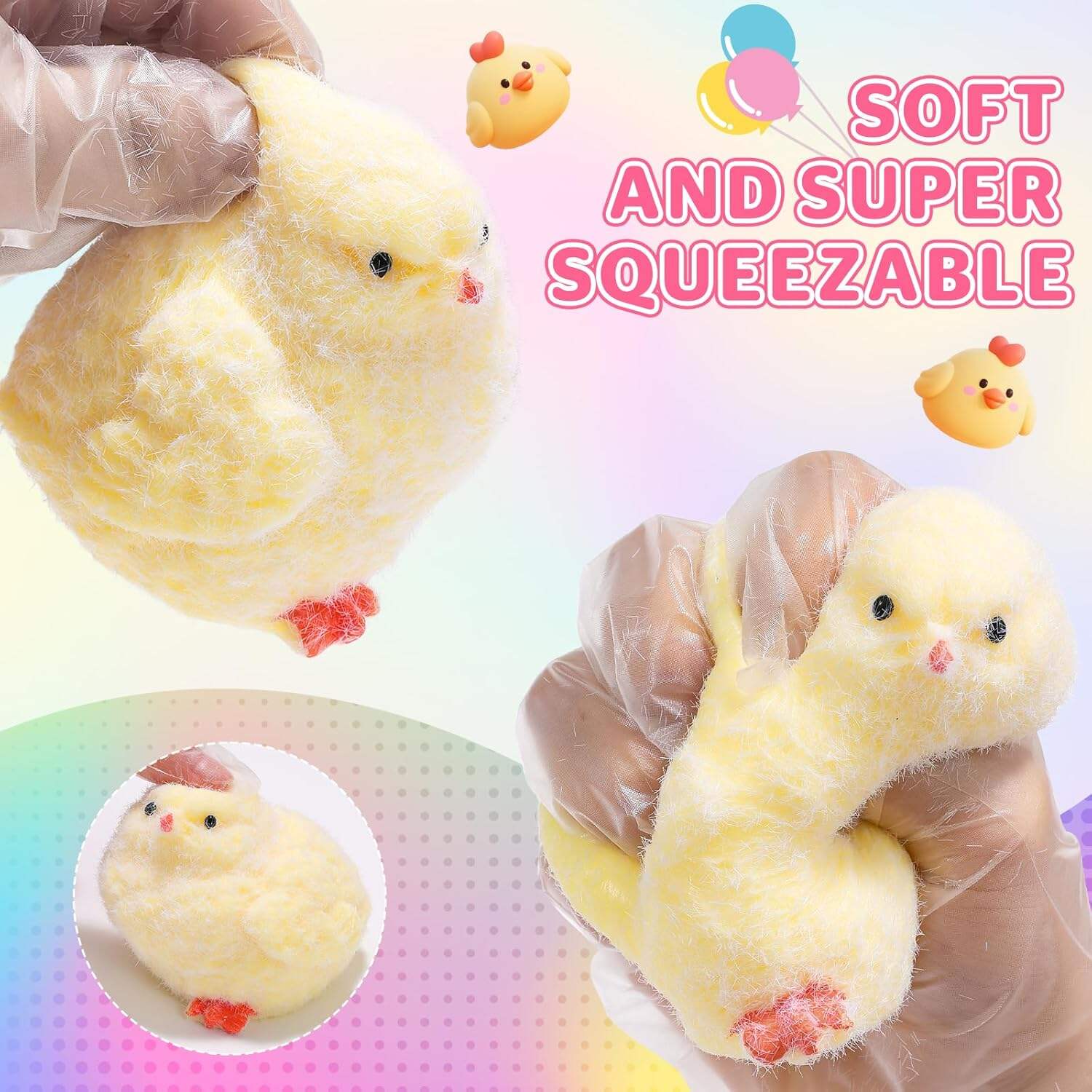 Big Taba Squishy Toys-3.15in, Handmade Ultra Soft Chick Taba Squishy Kit, Cute Fidget Toys Silicone Squeeze Toys for Kids & Adults Stress Relief