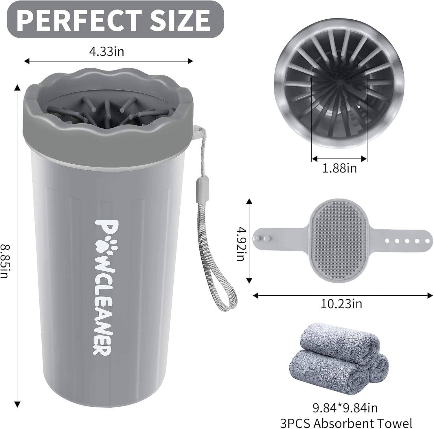Dog Paw Cleaner, Dog Paw Washer, Paw Muddy Paw Cleaner, Pet Foot Cleaner for Small Medium Large Breed Dogs/Cats (with 3 absorbent towel)