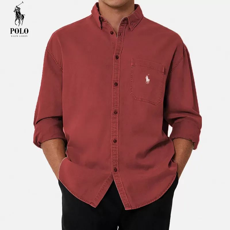 Ralph Lauren Men's Cotton Basic Denim Long Sleeve Shirt