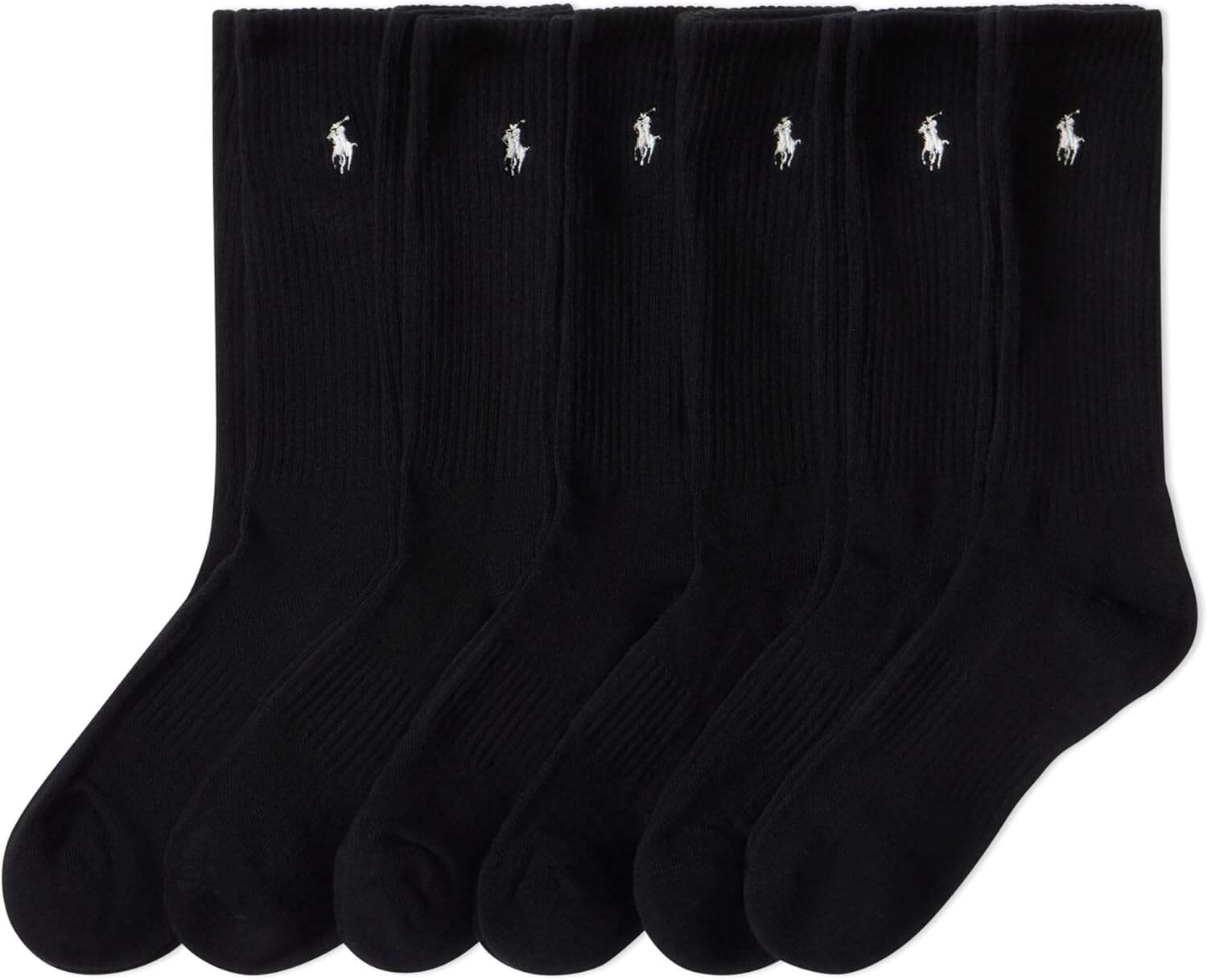 POLO RALPH LAUREN Men's Athletic Performance Cotton Crew Socks - 6 Pair Pack - Moisture Wicking Mesh