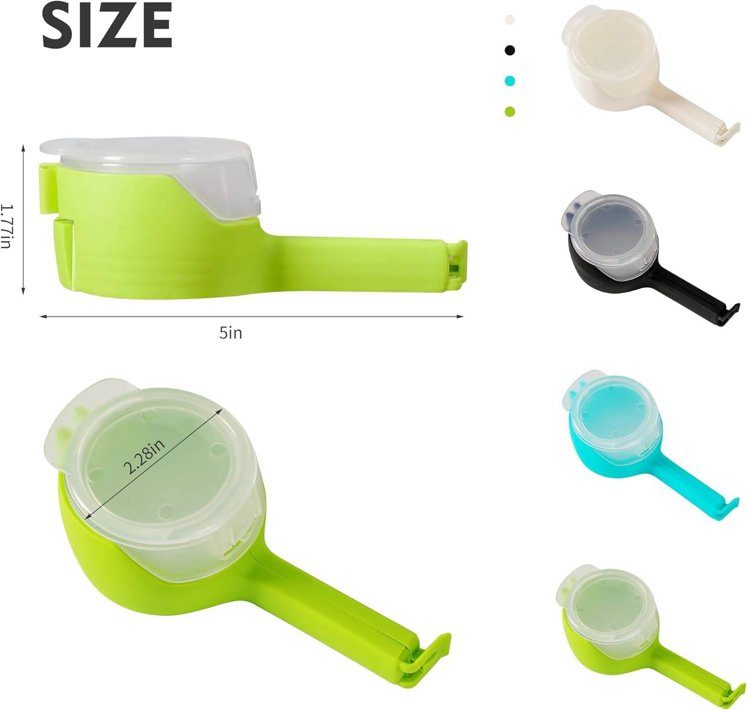 Food Clip Set with Pour Spout, 4PCS Seal and Pour Bag Clip with Spout for Food Snacks (Round)
