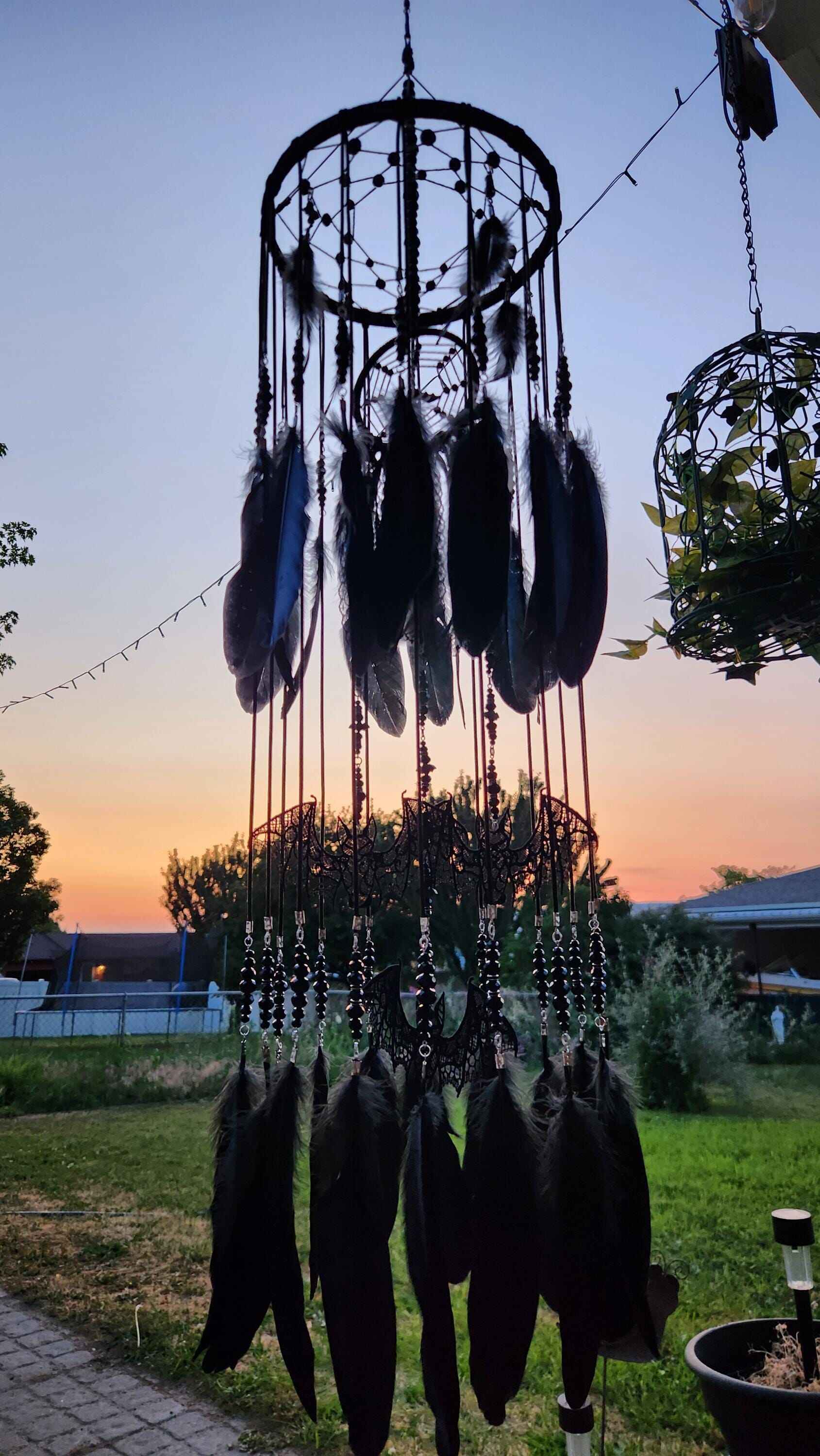 🔥LAST DAY 50% OFF🖤Gothic Black DreamCatcher Mobile with Crystals & Bats🎁Buy 2 Free Shipping
