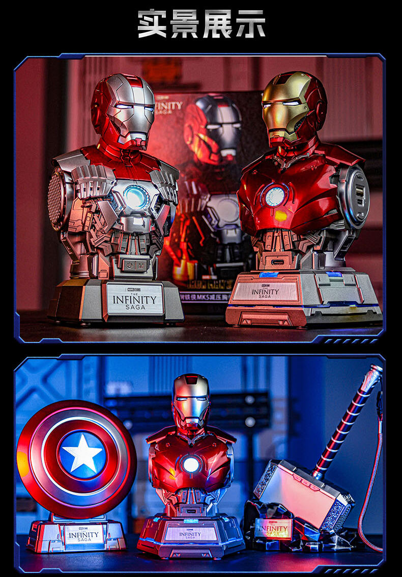 Iron Man Charging Center Bust Mecha Charger Hand-made Model Desktop Ornament Gift