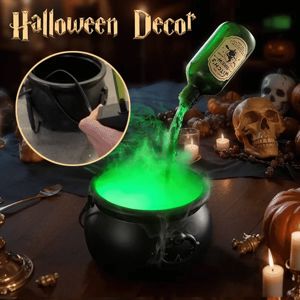 ✨🎃Halloween Decorations Indoor - Witches Cauldron with Magic Floating Potion Bottles & Fog Maker