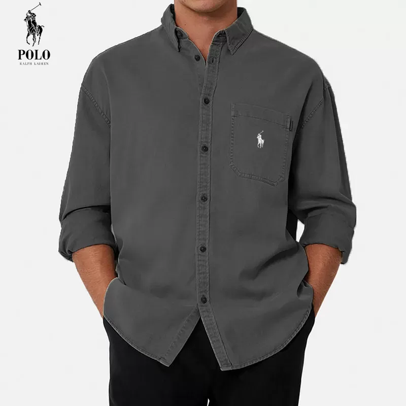 Ralph Lauren Men's Cotton Basic Denim Long Sleeve Shirt
