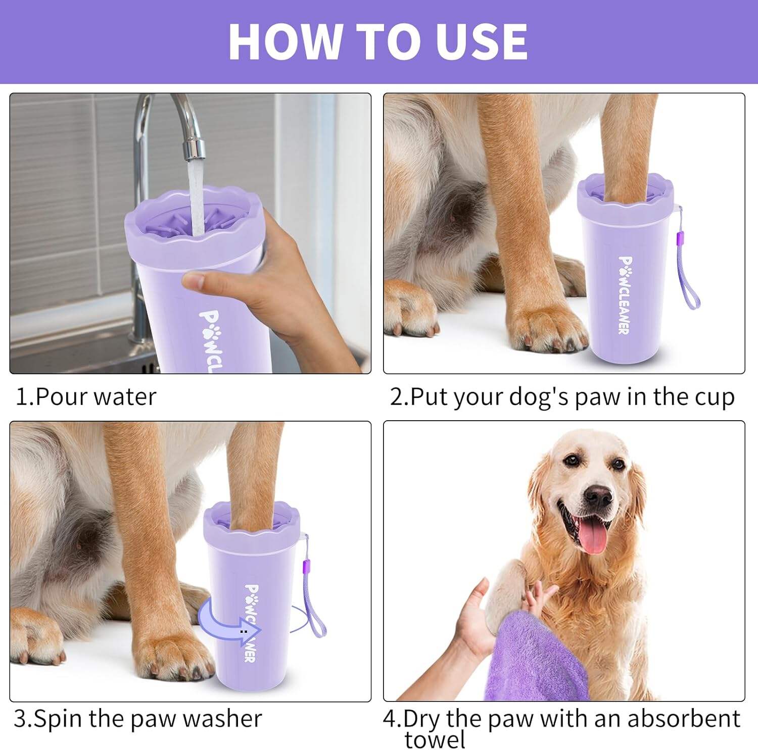 Dog Paw Cleaner, Dog Paw Washer, Paw Muddy Paw Cleaner, Pet Foot Cleaner for Small Medium Large Breed Dogs/Cats (with 3 absorbent towel)